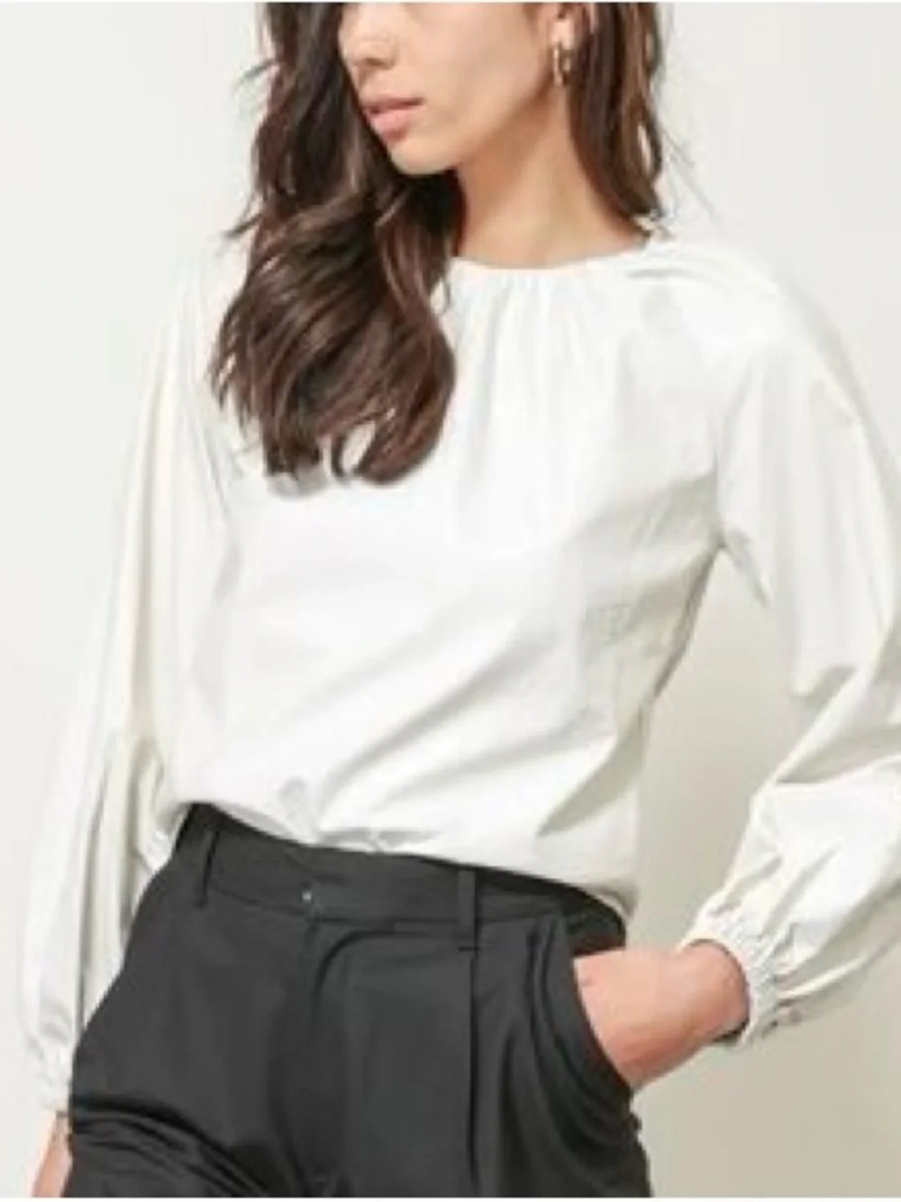 Vegan Leather Line & Dot Cream Long Sleeve Blouse Sz S NWT Anthropologie - Picture 7 of 8